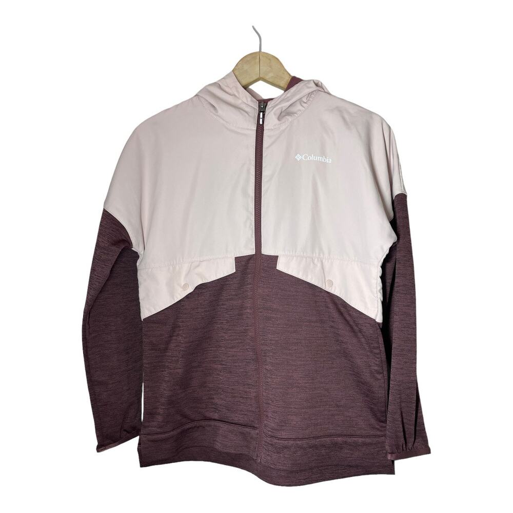 Columbia Youth Girls Lightweight Jacket Hooded Full Zip Pink Large 14-16